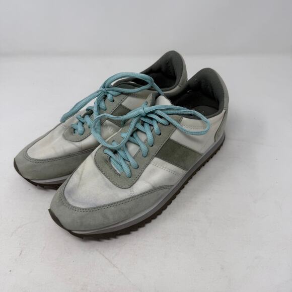J. Crew Light Mint Green Color Block Brogue Suede Trainer Sneakers Womens Size 6 - Picture 1 of 11